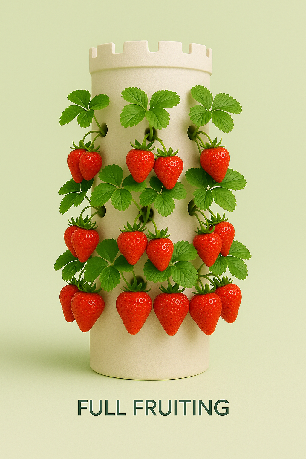 SMC aeroponic tower full of strawberries